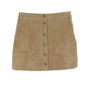 HYFVE Short Pencil Skirt‎ Womens Size L Brown Button Accents Lined Pockets Soft